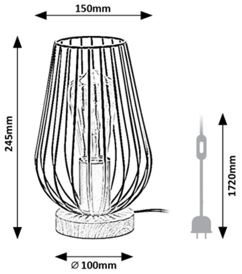 RABALUX Priemyselná stolová lampa GREMIO, 1xE27, 40W, čierna