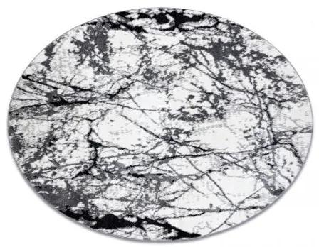 Moderný okrúhly COZY 8871, Marble, Mramor - Štrukturálny, dve vrstvy rúna sivá Veľkosť: kruh 100 cm