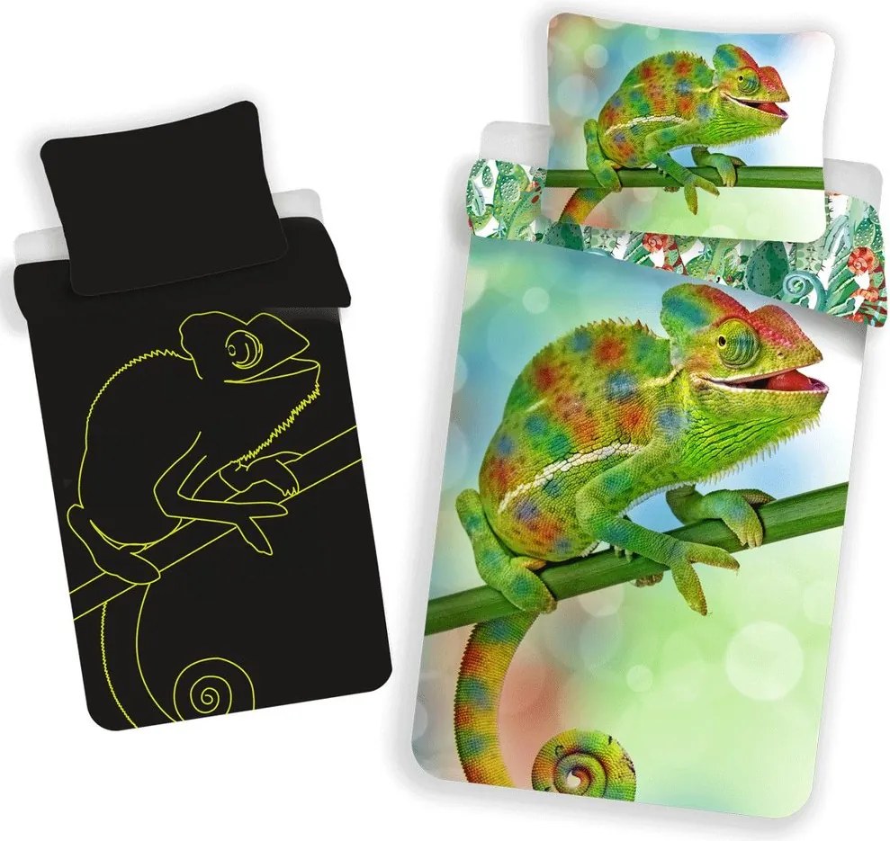 Jerry Fabrics Svietiace obliečky Chameleon - Zelená | 140 x 200 cm / 70 x 90 cm