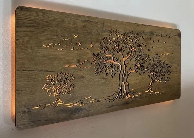 Obraz s led podsvietenim Tri olivy na batériu