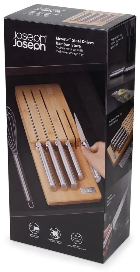 Súprava nožov so stojanom 5 ks z nehrdzavejúcej ocele Elevate Bamboo – Joseph Joseph