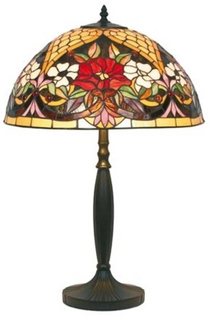 Stolná lampa v štýle Tiffany s kvetinovým vzorom