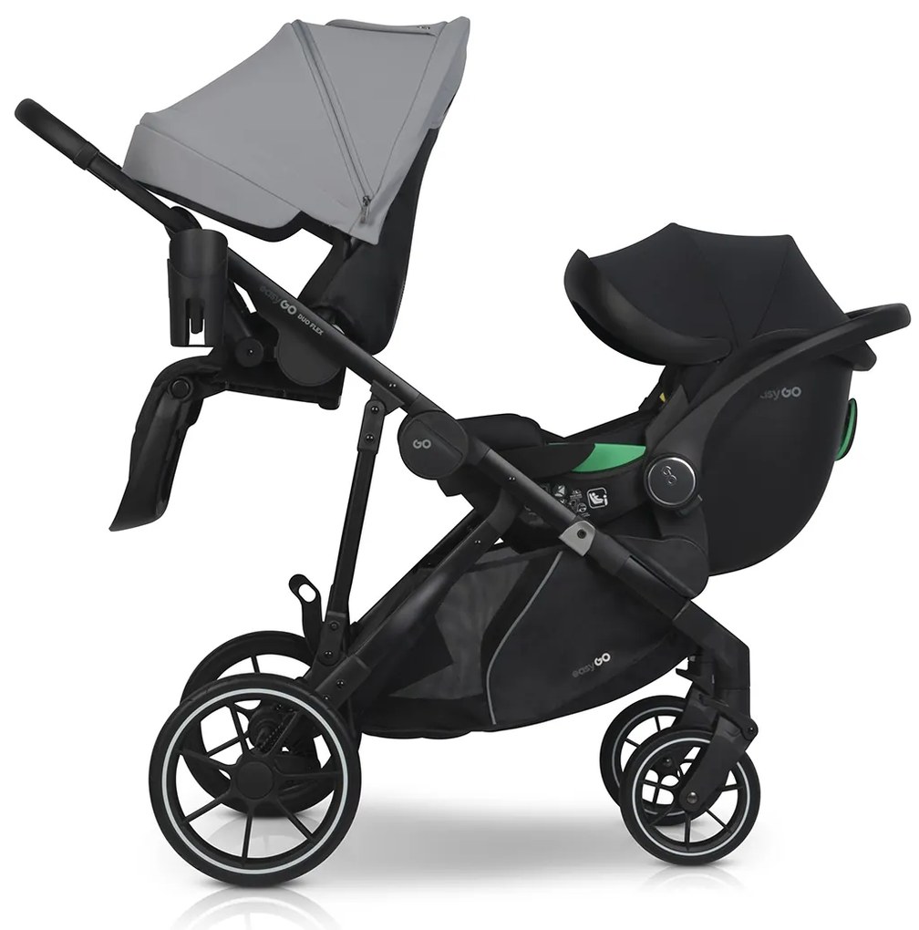 Súrodenecký kočík EasyGo Duoflex Cloudy Gray 2 športové časti
