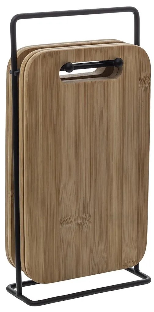 Doska na krájanie so stojanom Set, bambus, sada 4ks, 22x14 cm
