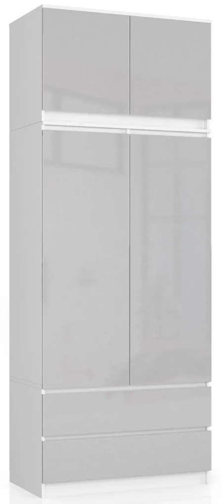 Nástavec na skriňu Star 90 cm biely/strieborný lesk