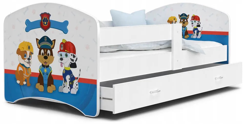 Detská posteľ s úložným priestorom Labková patrola Rozmer: 180x80