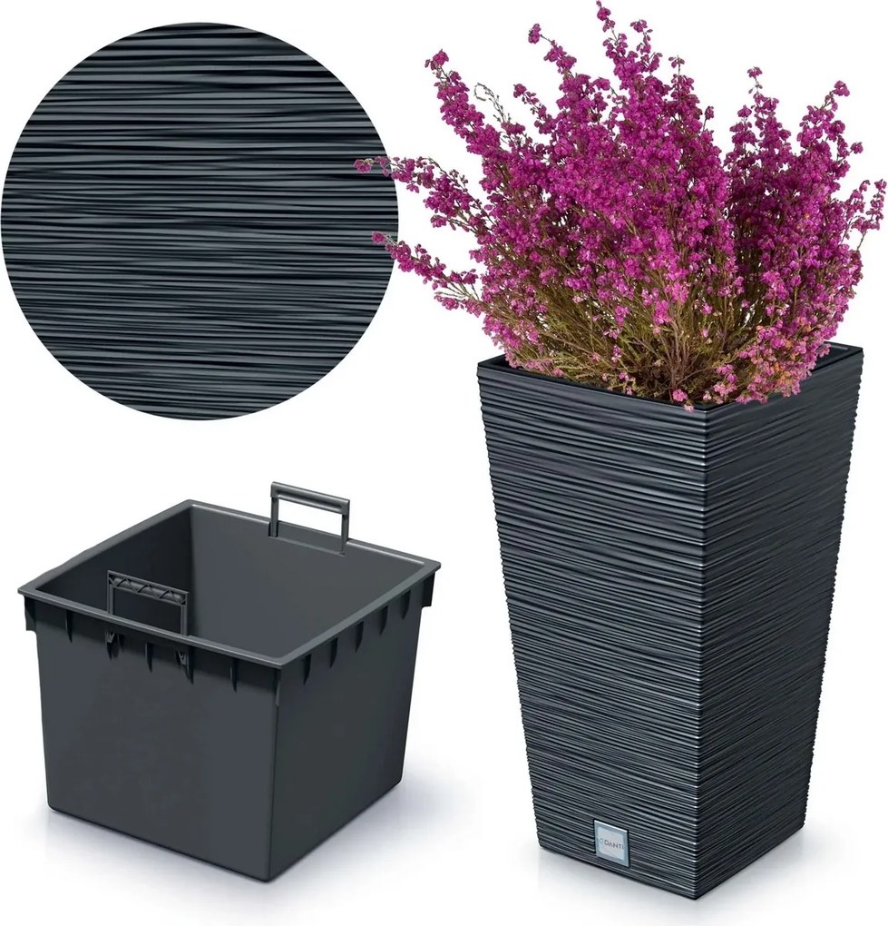 Kvetináč FURU SQUARE 24 cm, antracit, 24 cm