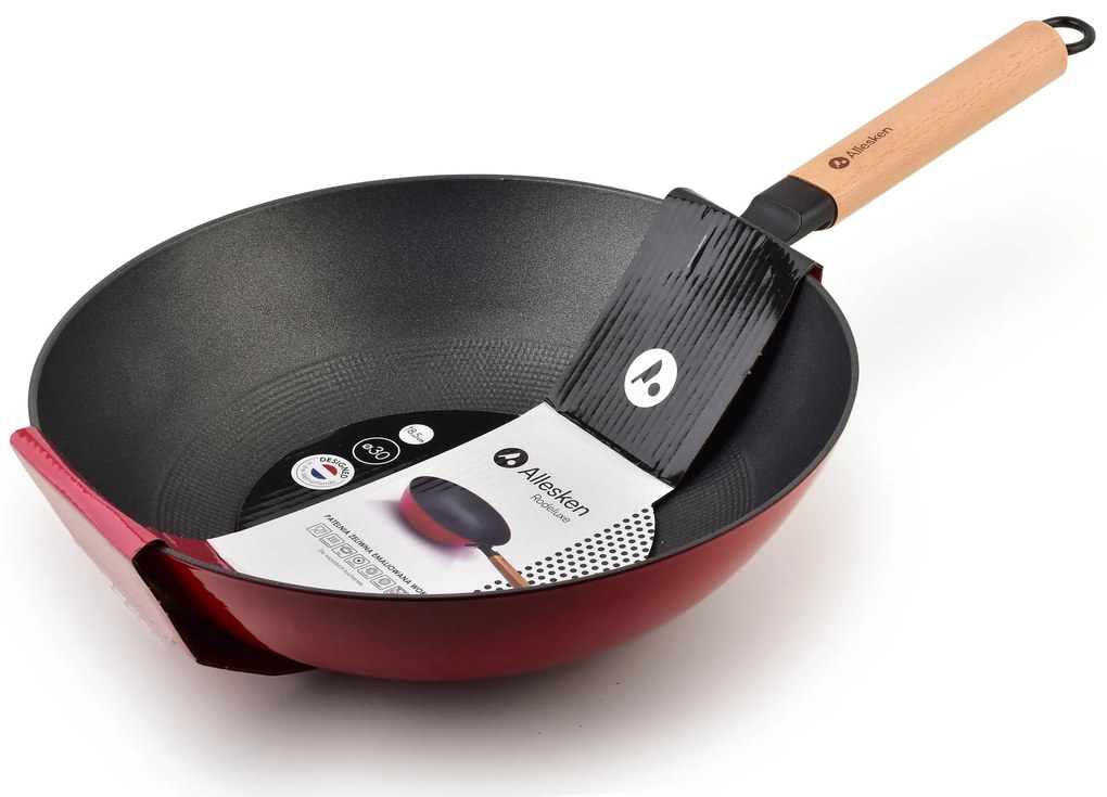 Litinová wok pánev RODE 30 cm červená