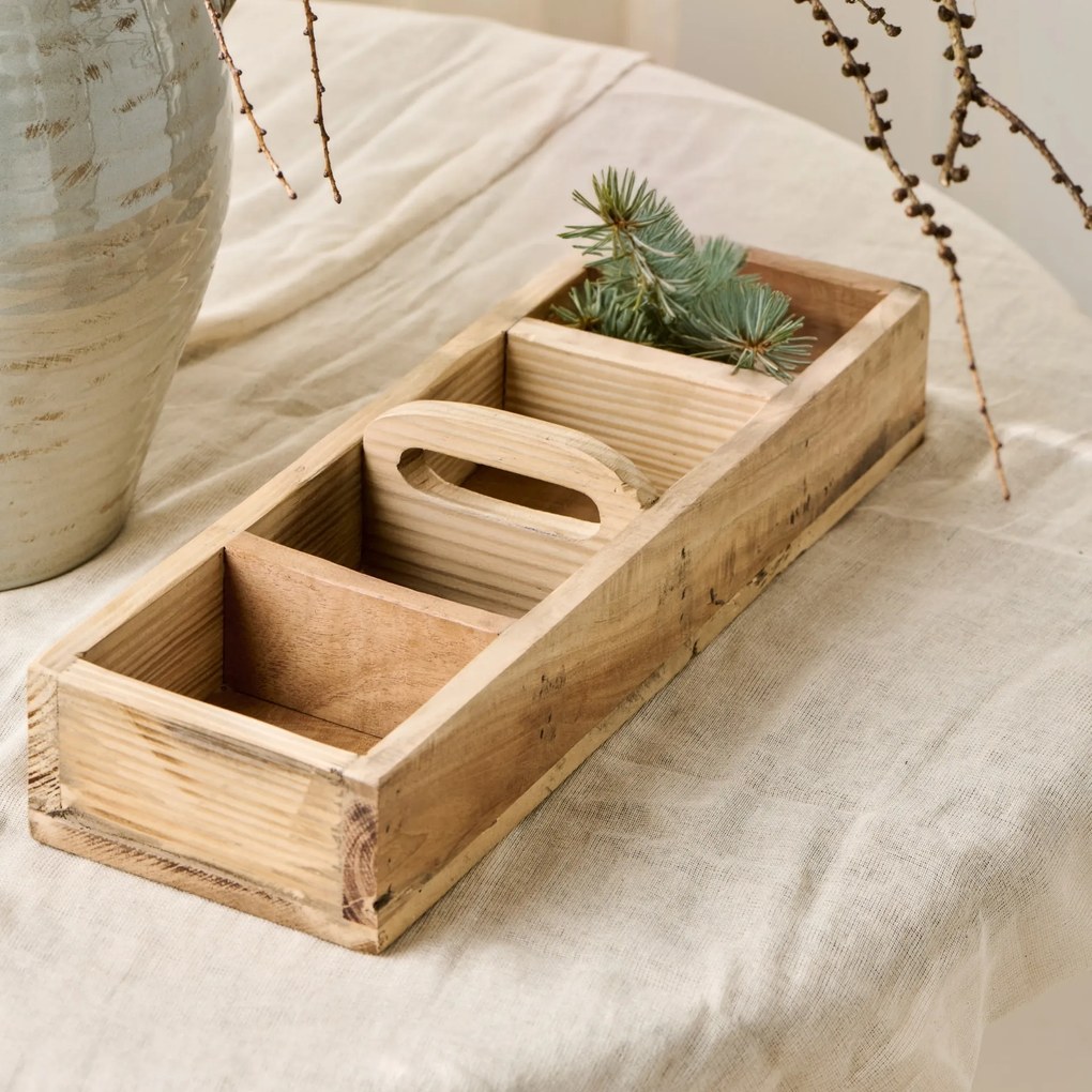 Ib Laursen Drevený box s uchom Unique 46 cm – 4 priehradky