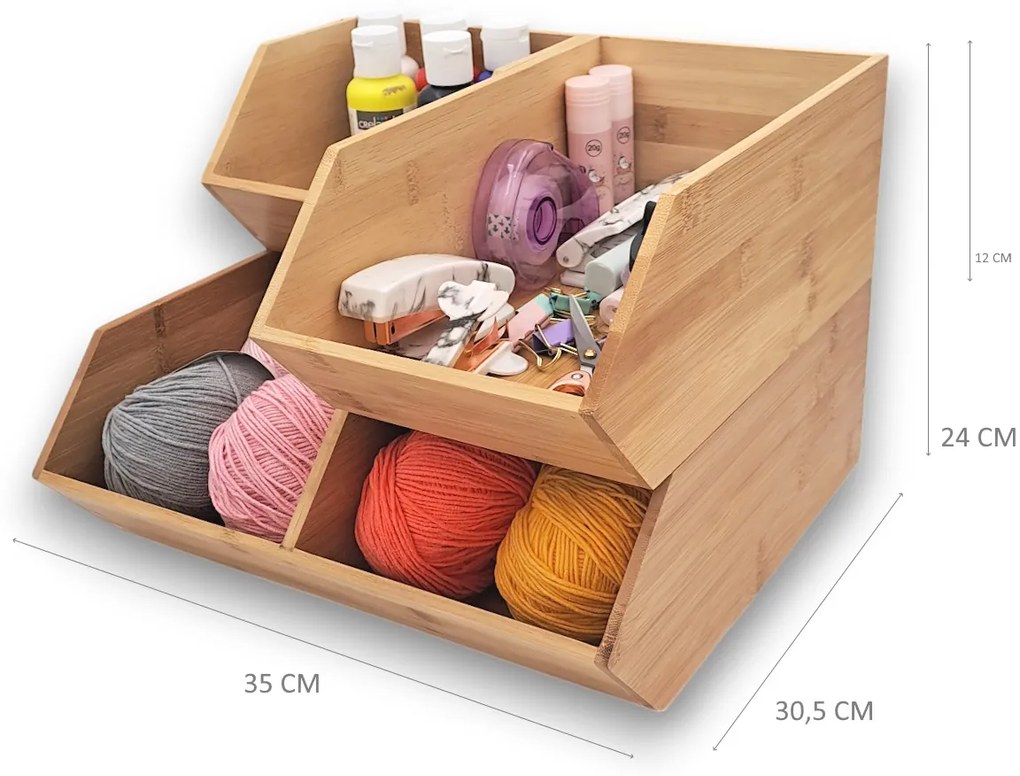 Sada 3 bambusových organizérů CAJA, Double+single+mini