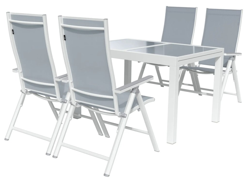 Livarno home Hliníkový záhradný rozkladací stôl Houston + Hliníkové kreslo Houston s vysokým operadlom, 4 kusy (800008265)
