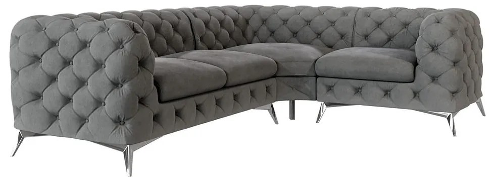 Sivá zamatová rohová pohovka (pravý roh/do L) Chelsea – Ropez
