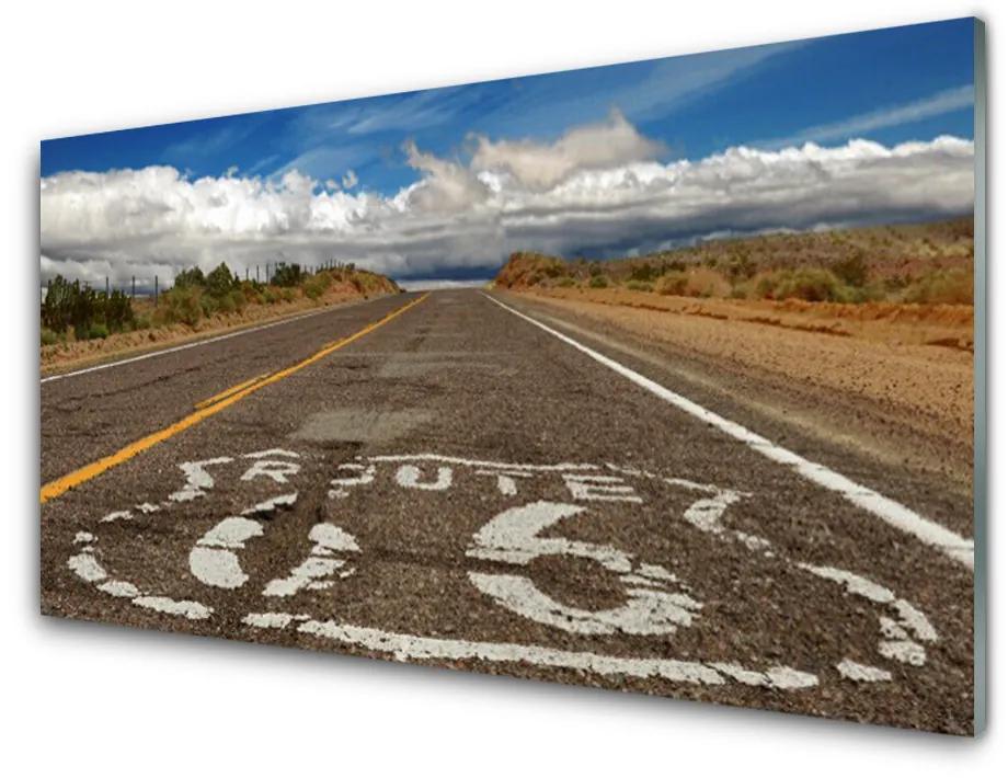 Skleneny obraz Cesta na púšti diaľnica 120x60 cm