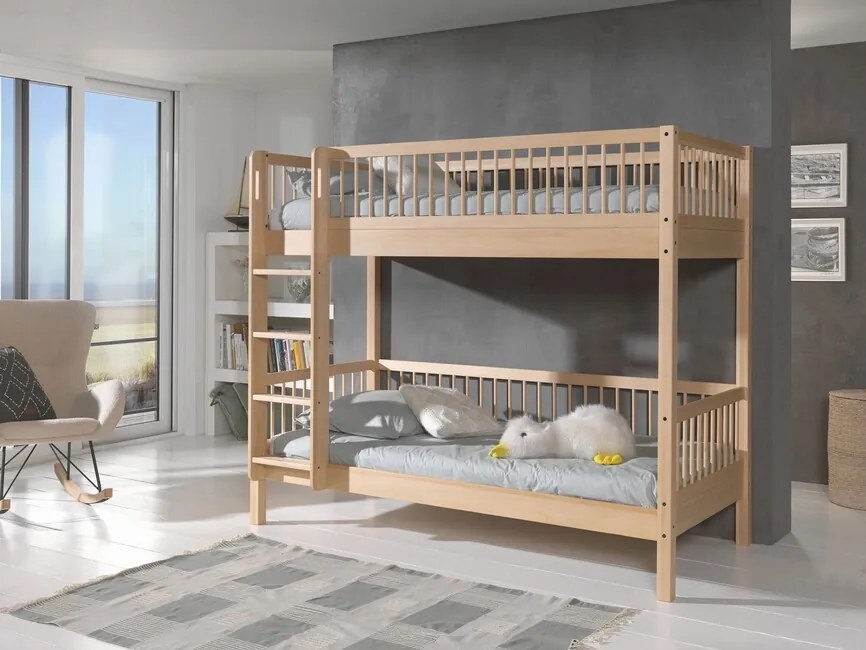 Drevená poschodová posteľ z bukového masívu Forrest 90x200cm 175cm