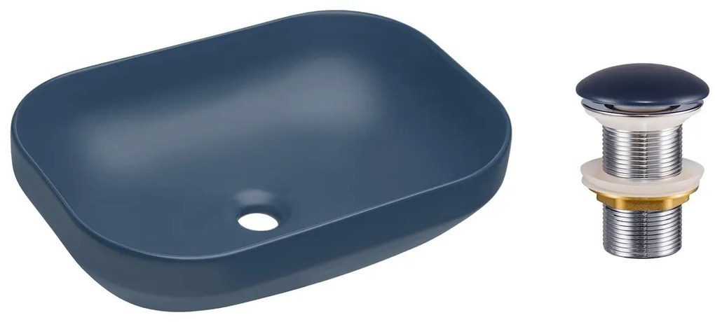 Súprava keramického umývadla na dosku a výpuste Neli 50 cm modrá