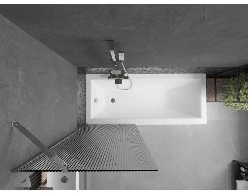 Mexen Next, vaňová zástena 1-krídlová 70 x 150 cm, fixné krídlo, 6 mm sklo s pruhmi, chrómový profil, 895-070-000-00-09-01