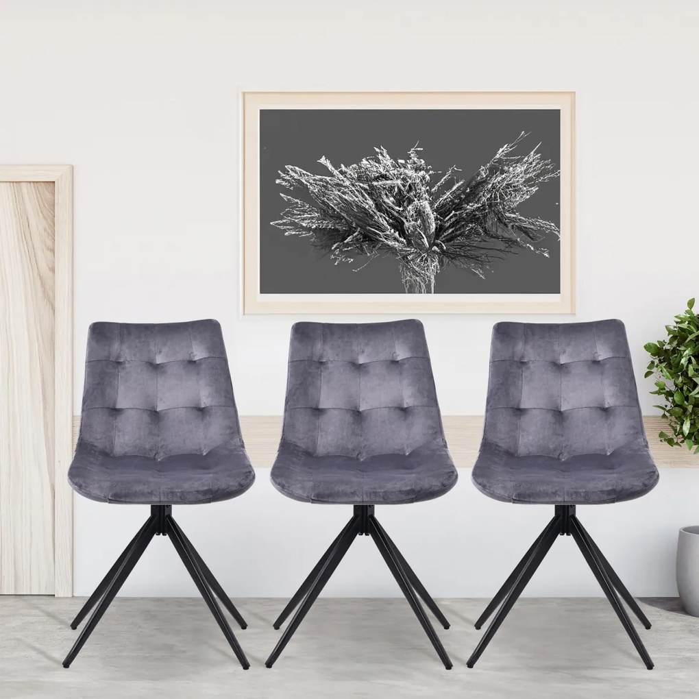 Jedálenská stolička Merna - zamat - Tmavo sivá