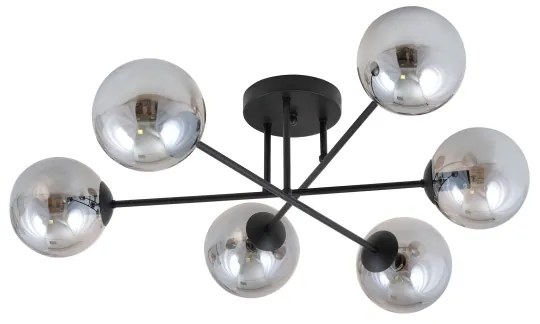 Luster na tyči ROMA 6xE14/10W/230V čierna/dymová