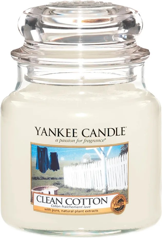 Yankee Candle sviečka Clean Cotton stredná biela