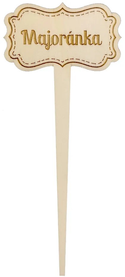 AMADEA Drevený zápich - ceduľka na bylinky Majorán, výška 20 cm, český výrobok