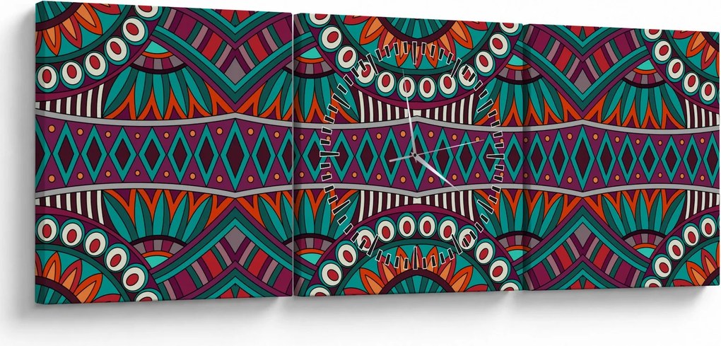 Obraz ornamentálne abstrakcie (s hodinami) (90x30 cm)