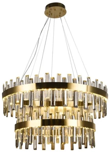 LED Stmievateľný krištáľový luster na lanku LED/190W/230V + diaľkové ovládanie