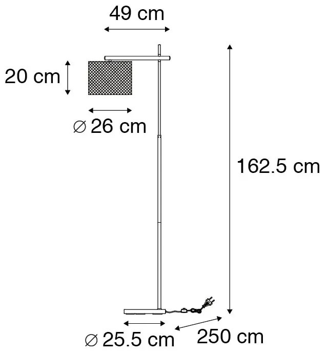 Priemyselná stojaca lampa čierna - Drum Mesh