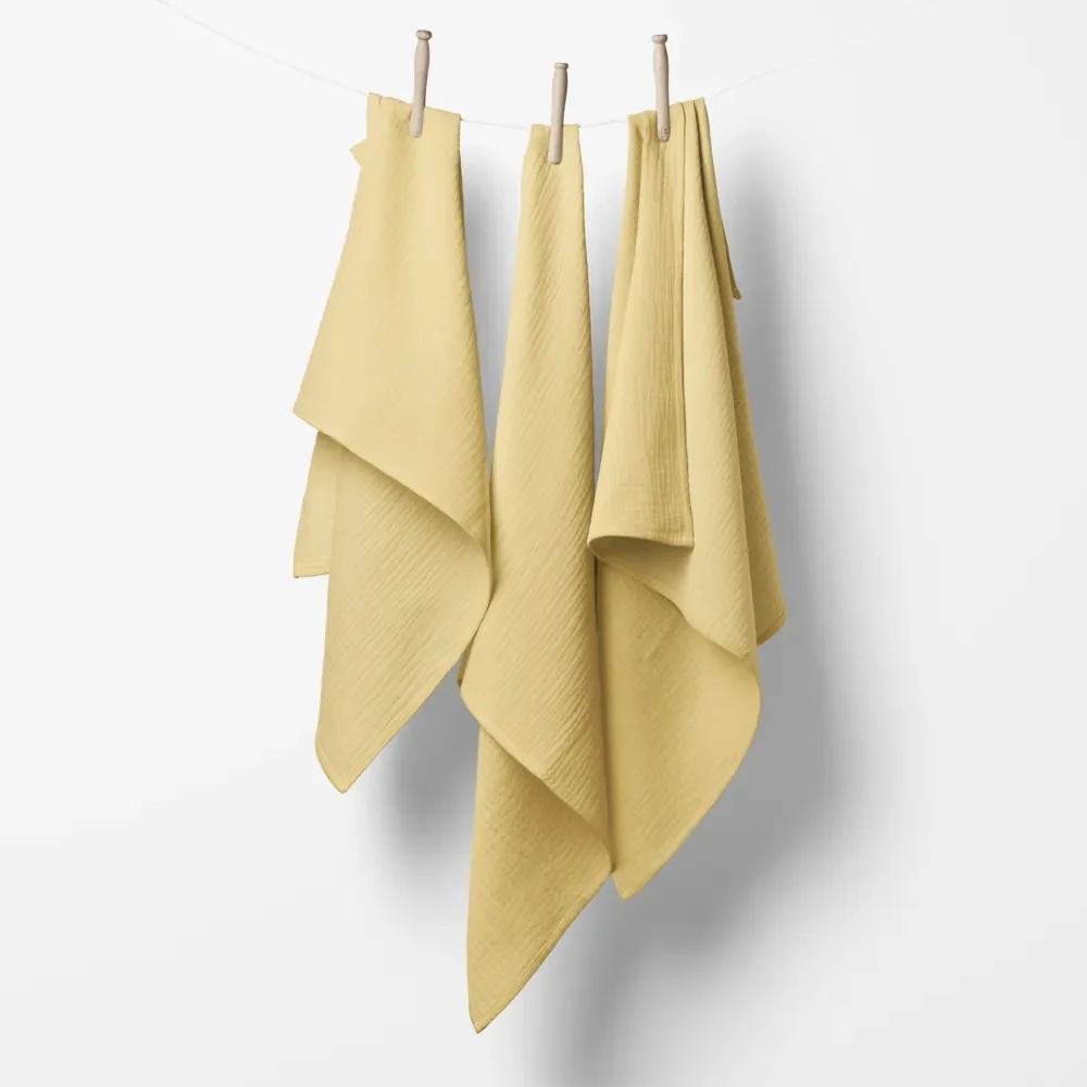 Biante Mušelínová plienka/dečka Nature MSN-003 Pastelovo žltá - ZVÝHODNENÁ SADA 3 KS 70x70 cm - Sada 3 ks