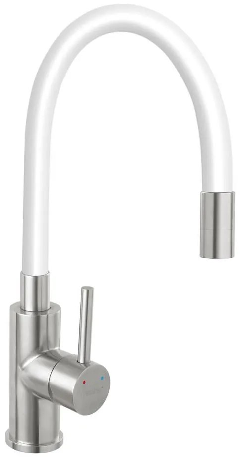 FERRO - Drezová batéria s flexibilným ramienkom nerez/biela