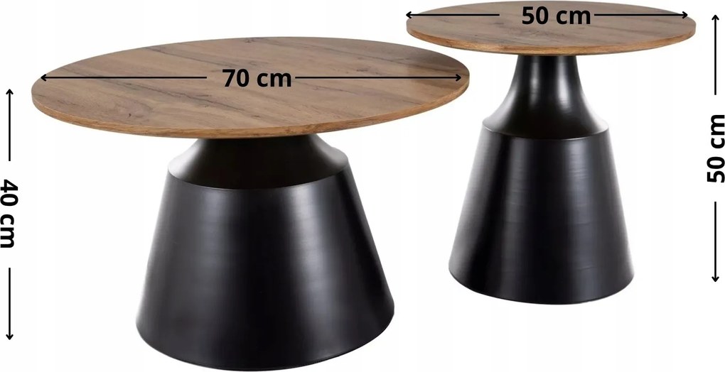 Sada 2 ks konferenčných stolíkov Itaka dub artisan/čierna