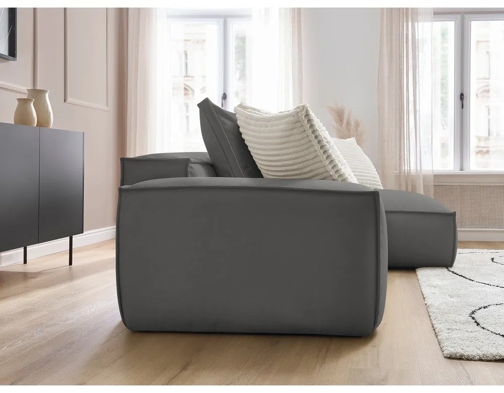 Sivá rohová pohovka z imitácie kože Boheme – Bobochic Paris