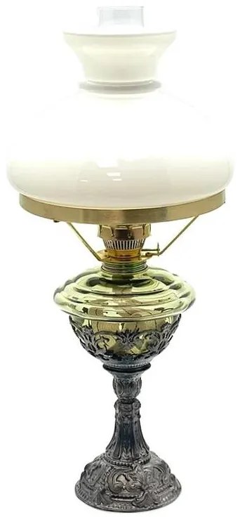 Floriánova huť Petrolejová lampa s cínovou nohou 45 cm lesná zelená FL0076