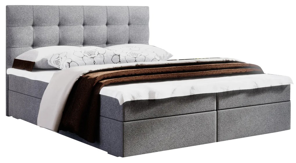 Manželská posteľ Boxspring 180 cm Fade 2 Comfort (sivá) (s matracom a úložným priestorom). Vlastná spoľahlivá doprava až k Vám domov. 1055886