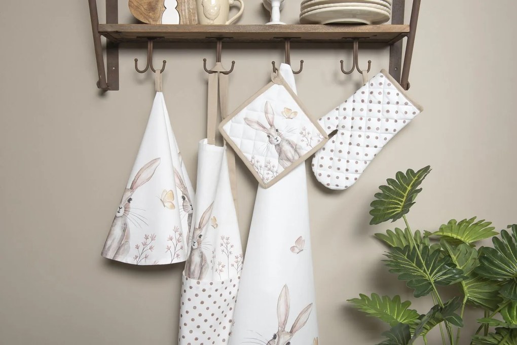 Okrúhla utierka s motívom zajačika Rustic Easter Bunny - Ø 80 cm