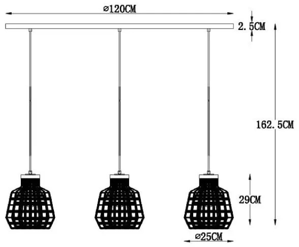 Lucide 02406/03/36 - Luster na lanku FIONA 3xE27/60W/230V
