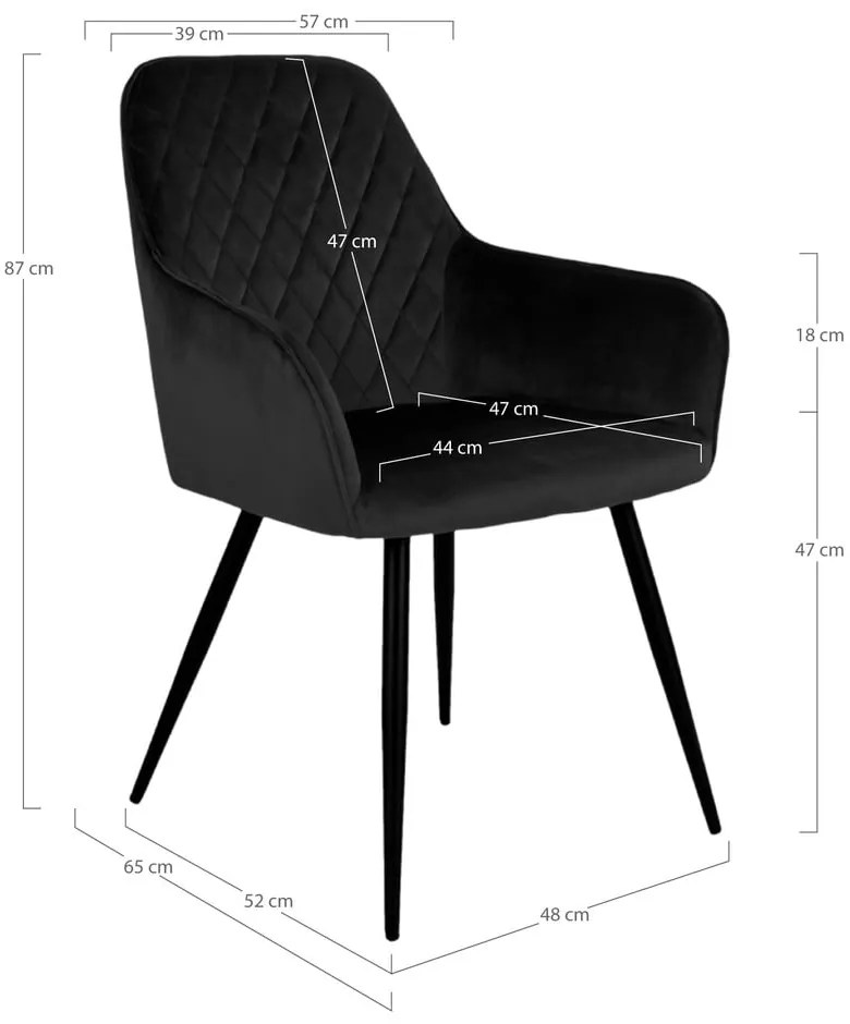 Čierne čalúnené jedálenské kreslá v súprave s podrúčkami 2 ks Harbo – House Nordic