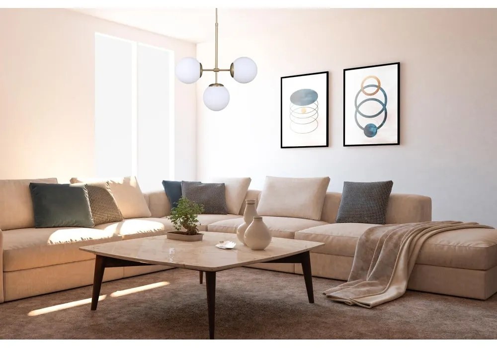 Biele/v zlatej farbe závesné svietidlo so skleneným tienidlom ø 15 cm Seagull – Squid Lighting