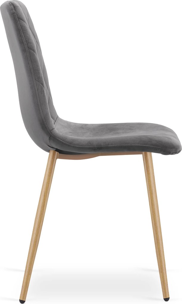 Set 4 kresiel TURIN - tmavosivý zamat / nohy vo farbe dreva