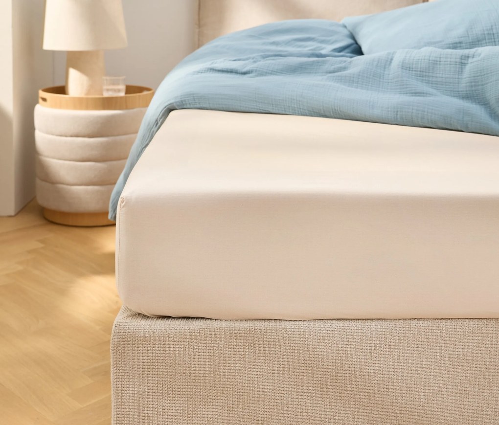 Napínacie prestieradlo z perkálu, béžové, štandardná veľkosť
