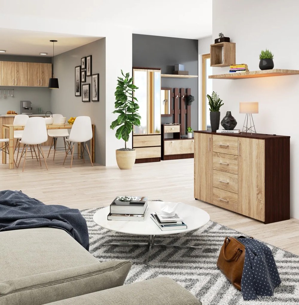 Komoda Torvi K 110 cm wenge/dub sonoma