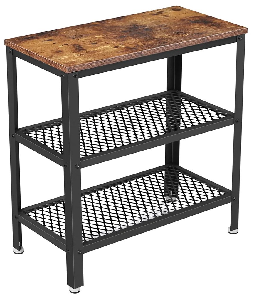 VASAGLE Príručný stolík, malý stolík s 2 sieťovanými policami 60 x 30 x 60 cm