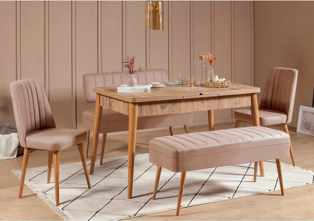 Jedálenský set Vlasta 2 (borovica atlantic béžová) (pre 6 osôb)