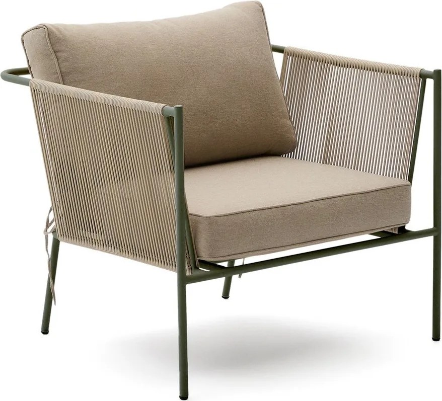 Zelené/béžové kovové záhradné kreslo Zivia – Kave Home