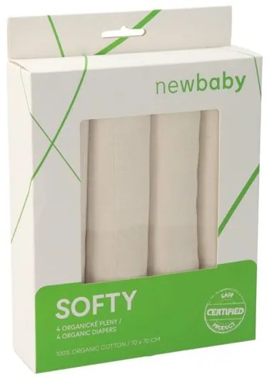 NEW BABY Látkové plienky z organickej bavlny New Baby Softy 70 x 70 cm 4 ks