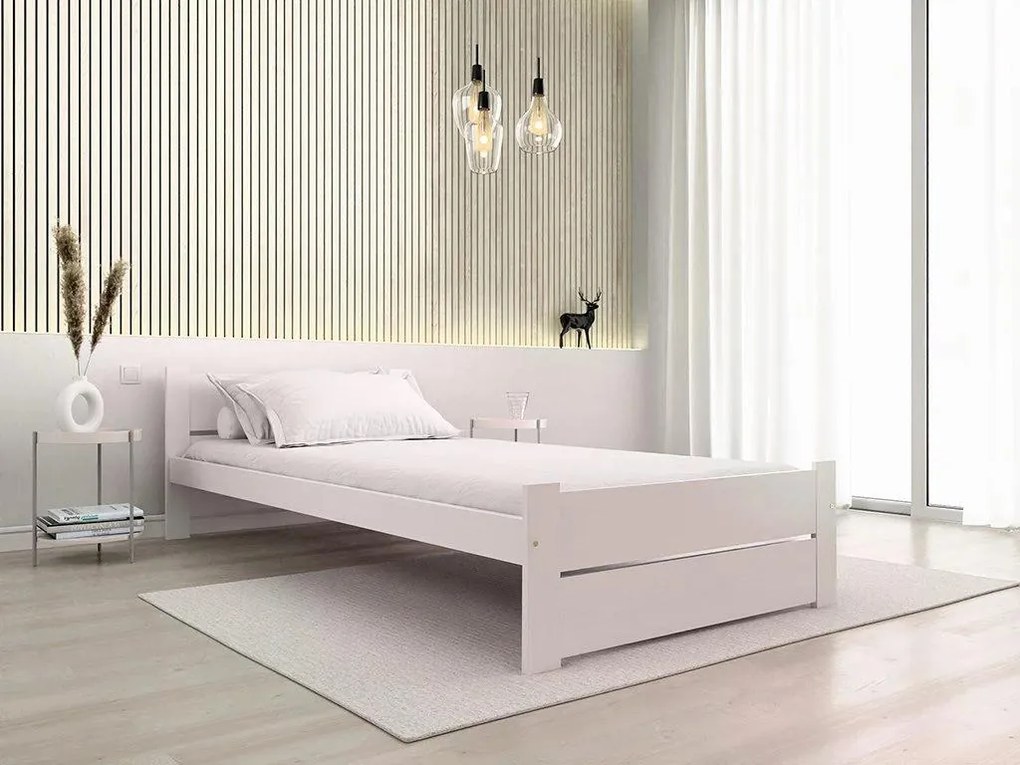 Posteľ IKAROS DOUBLE 80 x 200 cm, biela Rošt: Bez roštu, Matrac: Matrac COCO MAXI 20 cm