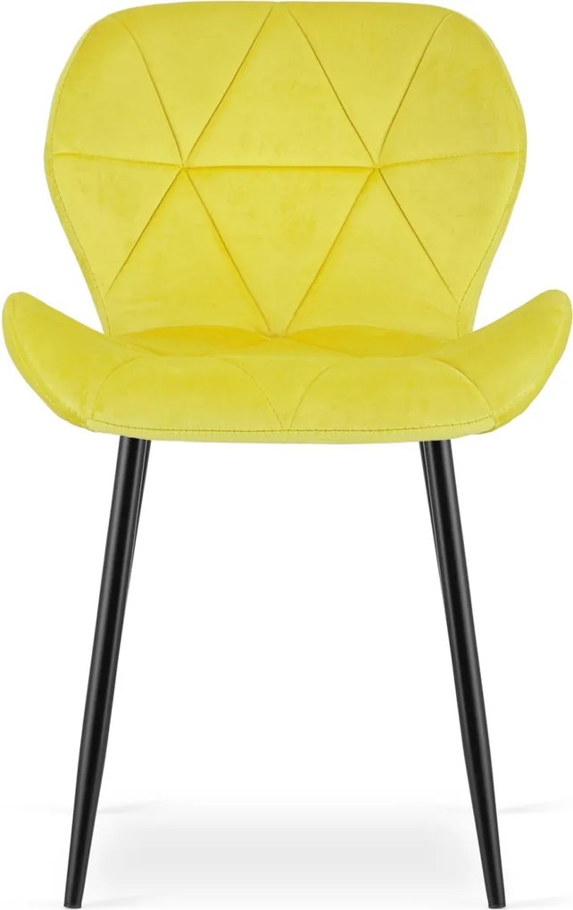 Jedálenská stolička MANGO VELVET s čiernymi nohami, žltá