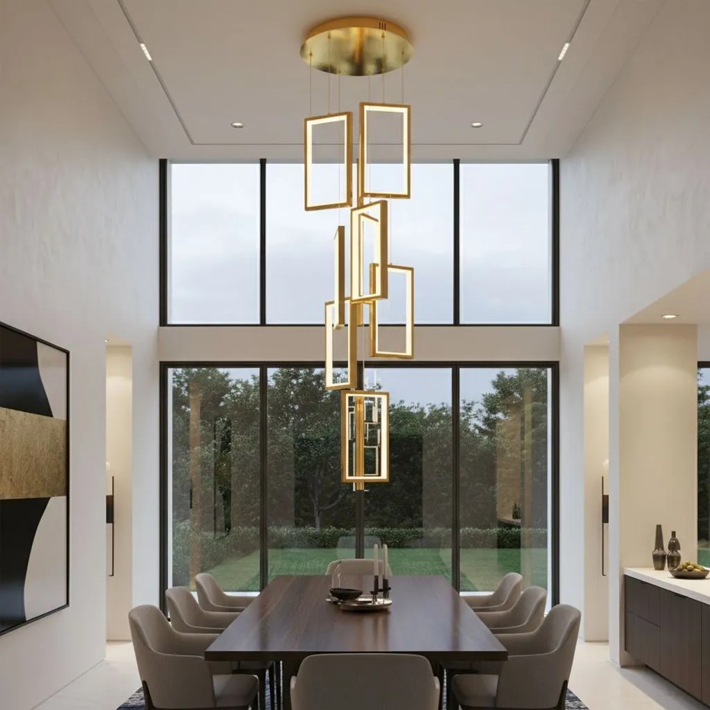 Toolight Toolight, LED závesné svietidlo 42W, 3000K, 3500lm, LHJ090-7CP, zlatá, OSW-50065