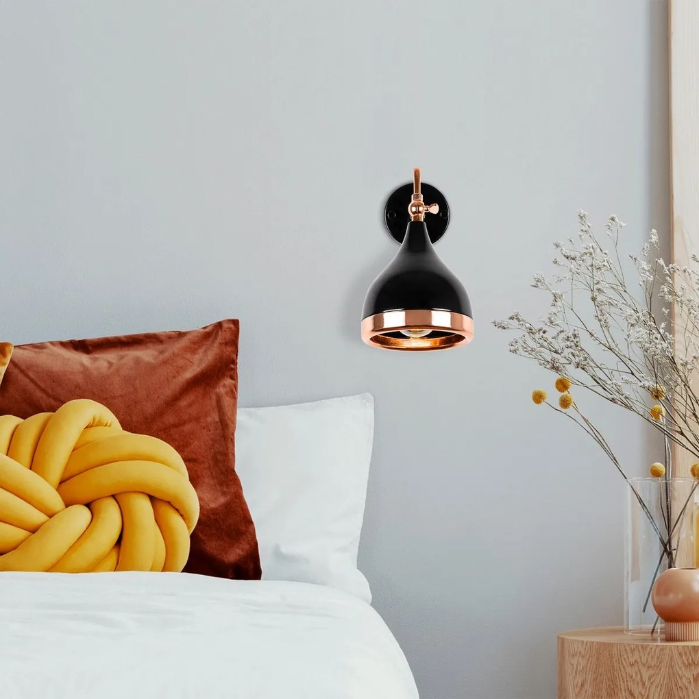 Nástenné svietidlo Yıldo I čierna/meď