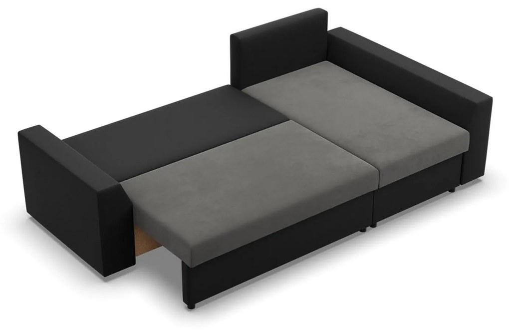 Rohová rozkladacia sedacia súprava PAUL látka v kombinácii s eko-kožou Pravá Sivá/čierna II