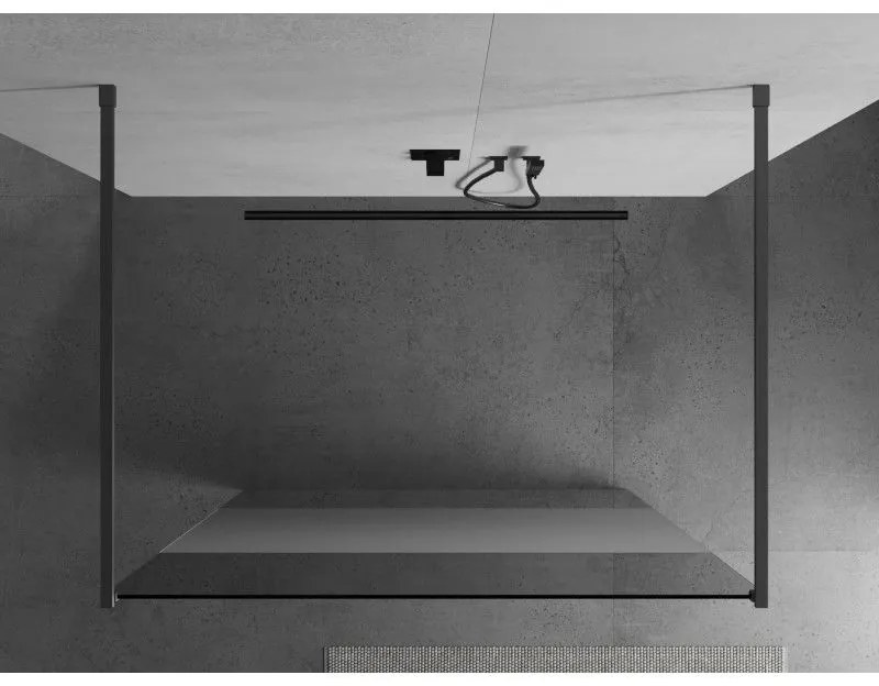 Mexen Kioto, sprchová zástena Walk-In 130 x 200 cm, 8mm číre sklo-námraza, grafitový profil, 800-130-002-95-35